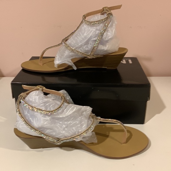 INC Rhinestone ankle strap sandals. - Picture 3 of 7